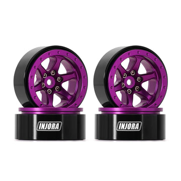 INJORA 1.3 Aluminium Beadlock Wheel Rims - Negative Offset -4.05mm for TRX4M SCX24 Upgrade 1/24 1/18 RC Crawler Car(Purple)