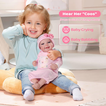 Babeside Lifelike Reborn Baby Dolls With Heartbeat And Coos Leen, 20-Inch Soft Baby Feeling Realistic-Newborn Baby Dolls Interactive Real Life Baby Dolls Girl For Kids Age 3+