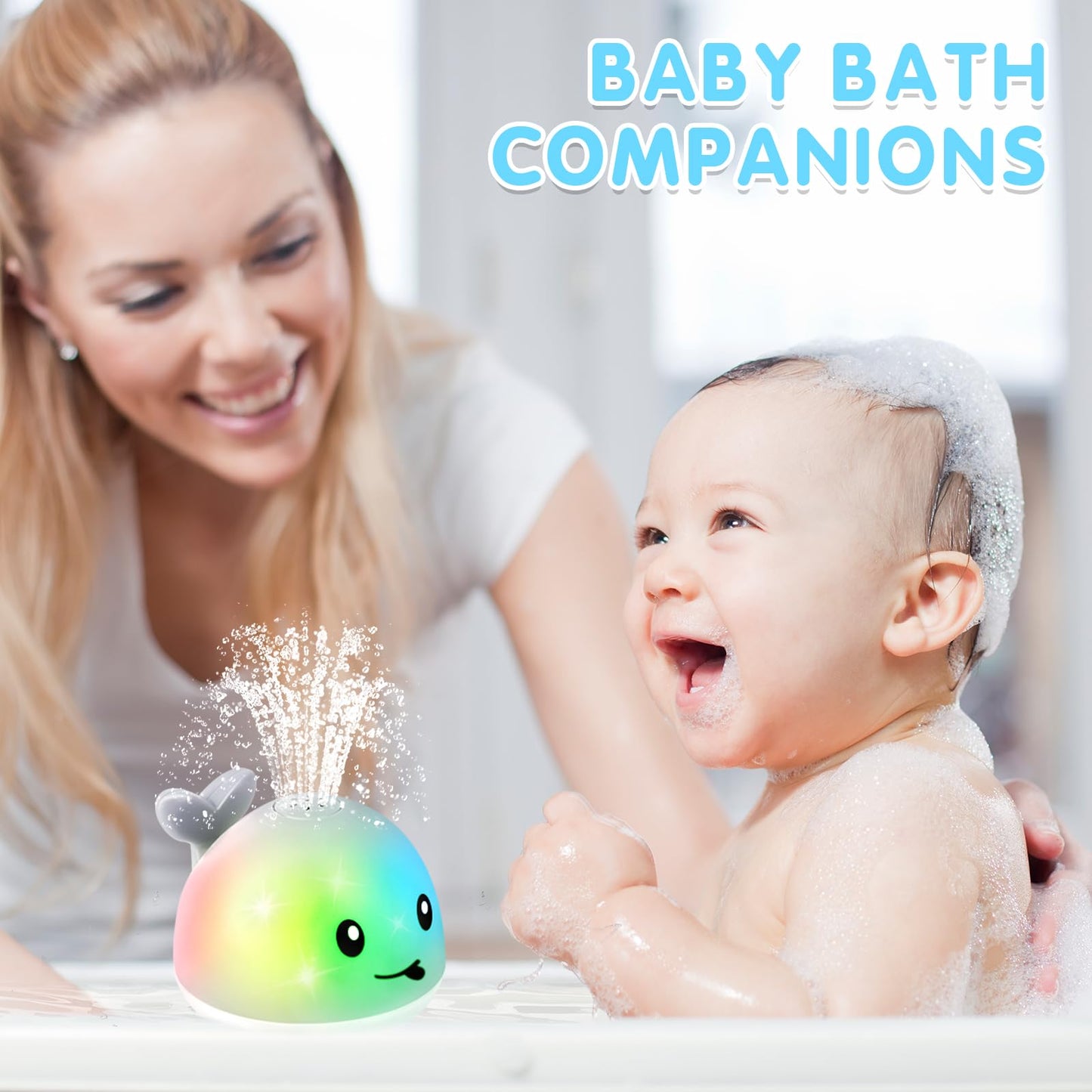 Light Up Whale Bath Toys Sprinkler For Babies 0-6 6-12 12-18 Months, Valentines Day Boys Girls 1St Birthday Gifts, Toddler Bath