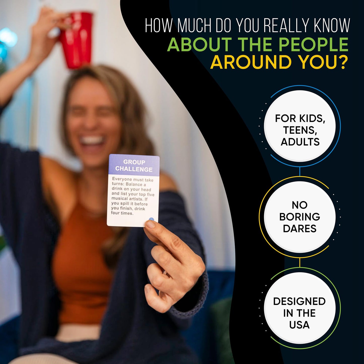 Do or Drink Conversation Cards - 250 Fun Drinking Game Cards for Adults - Blue - Get to Know Your Friends Better
