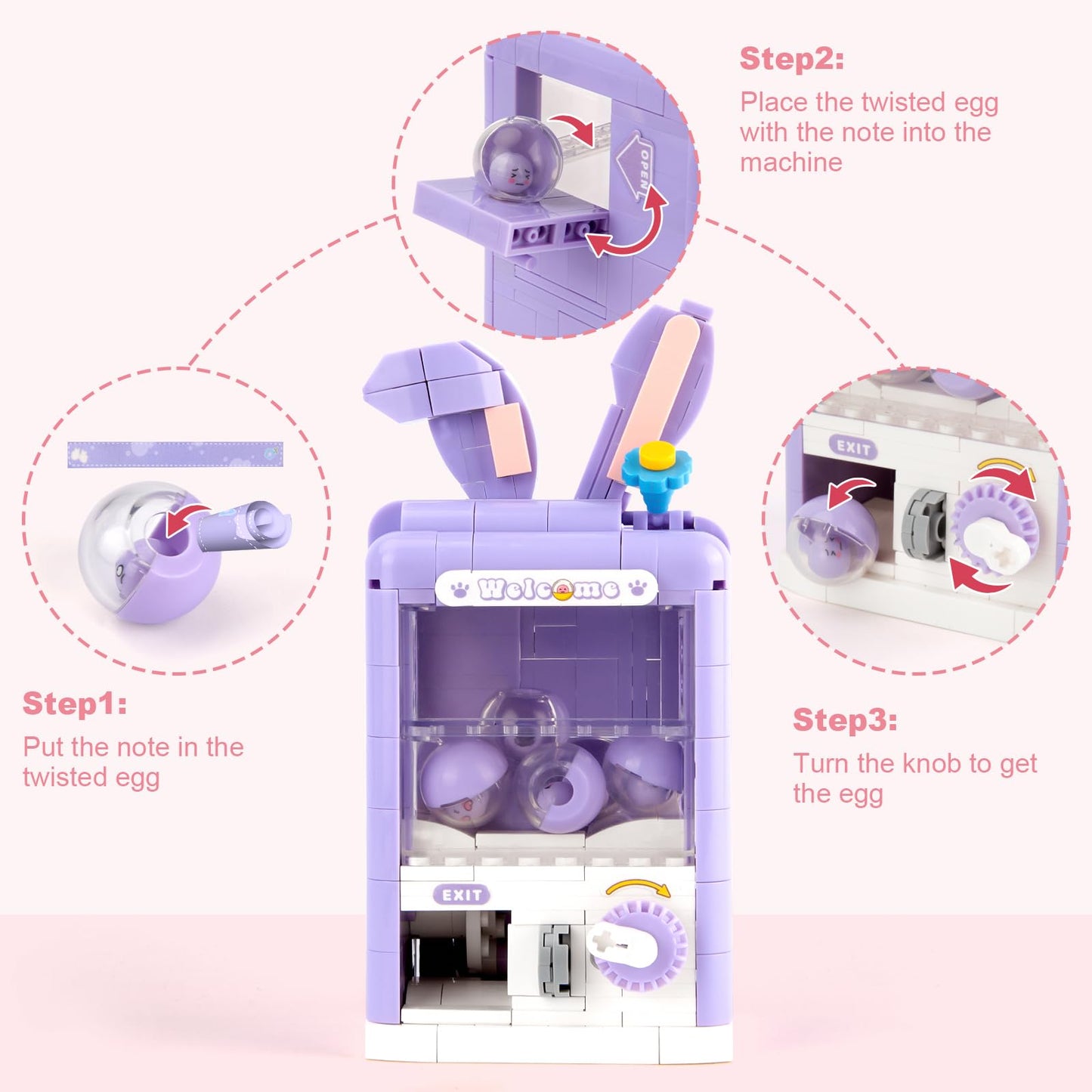 Finger Rock Easter Creator Animal Rabbit Toy Building Set, Cute Easter Vending Machine Building Blocks Set, Easter Gifts for Fri