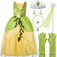 Spooktacular Creations Halloween Girls Frog Princess Dress, Green Fairy Costume For Kids, Fancy Gown Dress With Accessories For