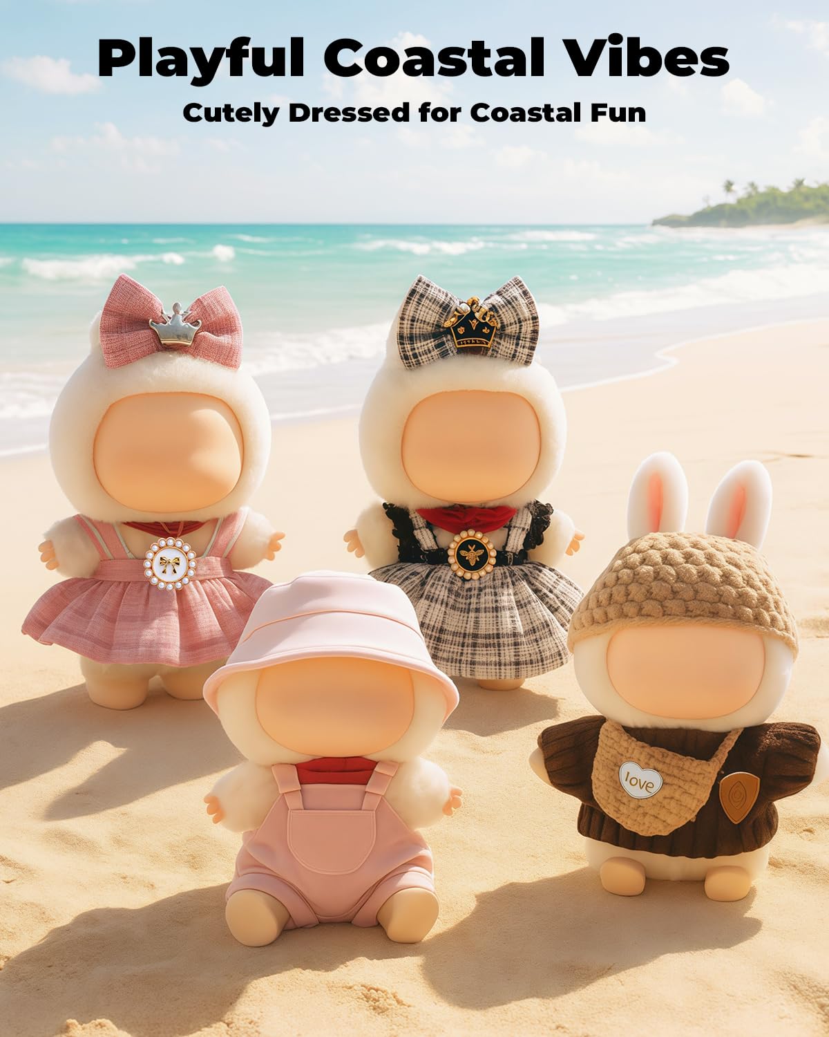 (4-Pack) 17cm Clothes Set  Black Plaid Outfit & Pink Plaid Dress Set with Bow Clip and Metallic Details  Cute Pink Clothing  Knitted Doll Clothes with Hat & Crossbody Bag for 17cm Doll