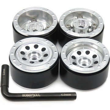 Hobbysoul Adjustable Offset 1.0 Beadlock Wheels Silver +1Mm Positive & -3Mm Negative Offset Heavy 1.0 Wheels Rims For Rc Micro C