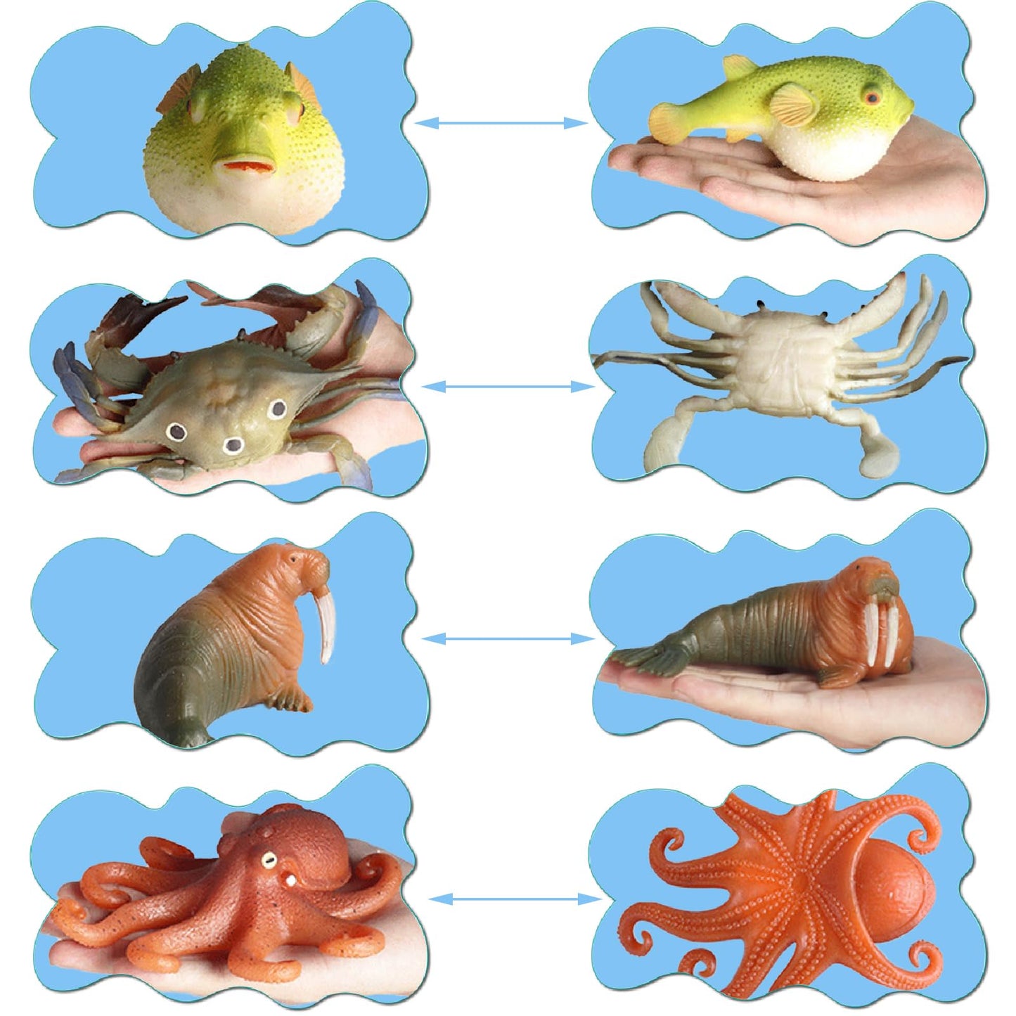 Scahow Rubber Ocean Animals Toys, Tpr Soft Stretchy Toys For Boys And Girls, Floating Bath Toys Squishy Sea Creatures For Kids