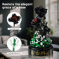 HiWEEGO Flower Bouquet Building Set with LED Lights - 310 PCS Halloween Black Rose Building Blocks Kit with Cover  Flowers Botanical Collection Valentine's Day Gift for Girls mature-themed Women Home Decor