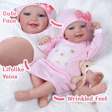 Babeside Lifelike Reborn Baby Dolls Leen - 20-Inch Sweet Smile Realistic Newborn Doll With Feeding Kit Gift Box For Kids Age 3+