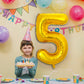 Pigetale Gold Number 5 Balloon For Girls Boys, 40 Inch Large Number 0-9, Big Foil Mylar Helium Digital Balloons For Women Men 15