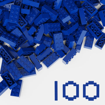 Classic Building Bricks 100 Pieces 2X4 Blue, Classic Brick Block Parts And Pieces 3001, Compatible With Lego, Age 6+ Creative Bu