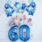 16Th Birthday Balloon For Boys, 40 Inch Royal Dark Navy Blue Number 16 Mylar Balloon, Silver Sky Light Blue Self Inflating Star