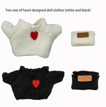 Doll Clothes Compatible with Labubu 2 Set Outfits(4 Pieces)  Adorable 17cm/15cm Handcrafted Crochet Doll Clothes Ropa Designer Accessories for La Bubu Hat & Sweaters (Balck & White)