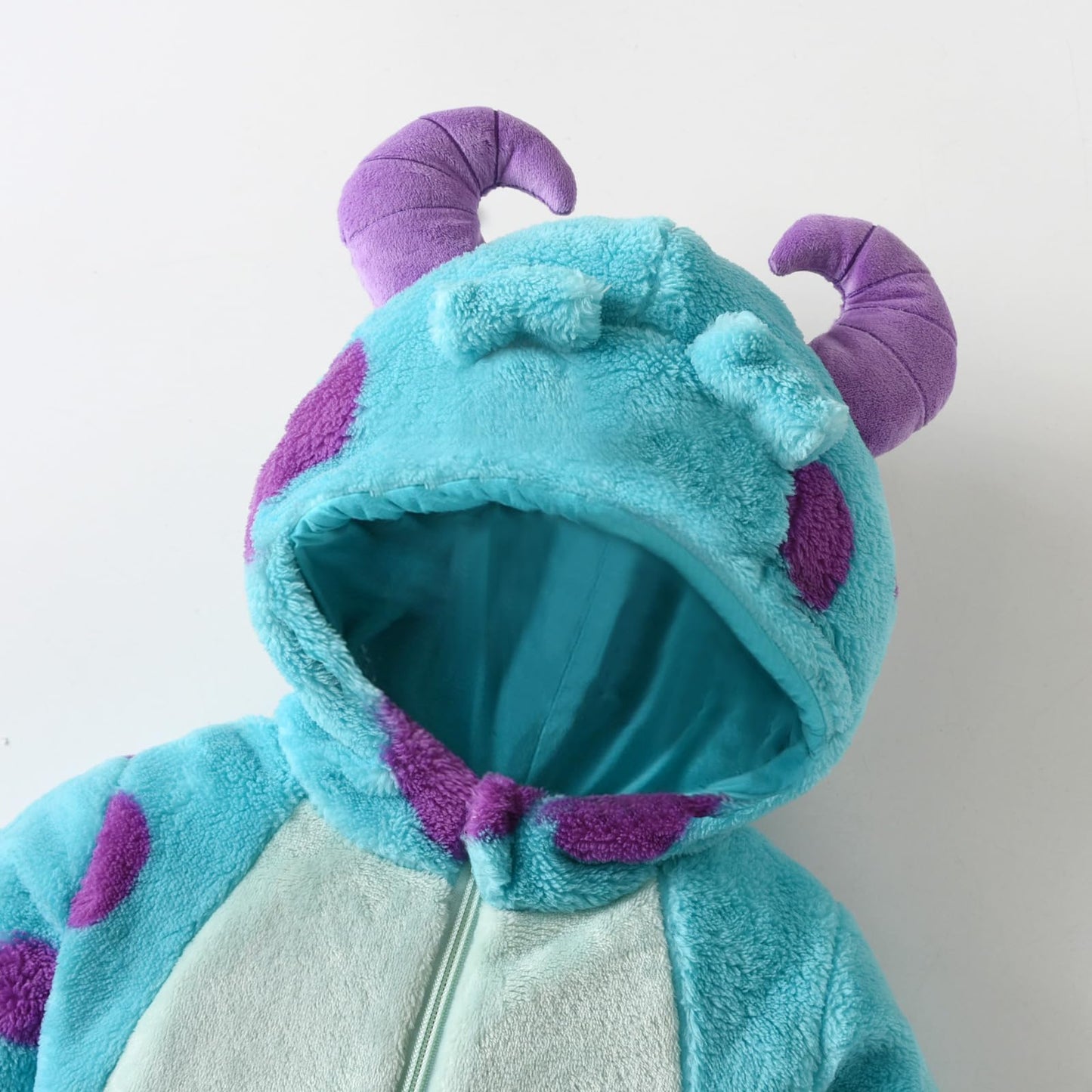 Oneflow Toddler Baby Girl Boy Halloween Costumes Fur Fleece Hooded Onesie Cute Infant Costume Outfit Clothes Gifts (Blue Monster