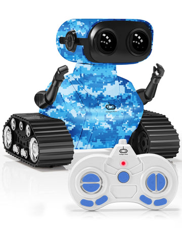 WeWi HLTH Robot Toys, Rechargeable RC Robots for Boys, RC Robot Toys for Kids, Kids Toys with Music and LED Eyes, 3+ Years Old B