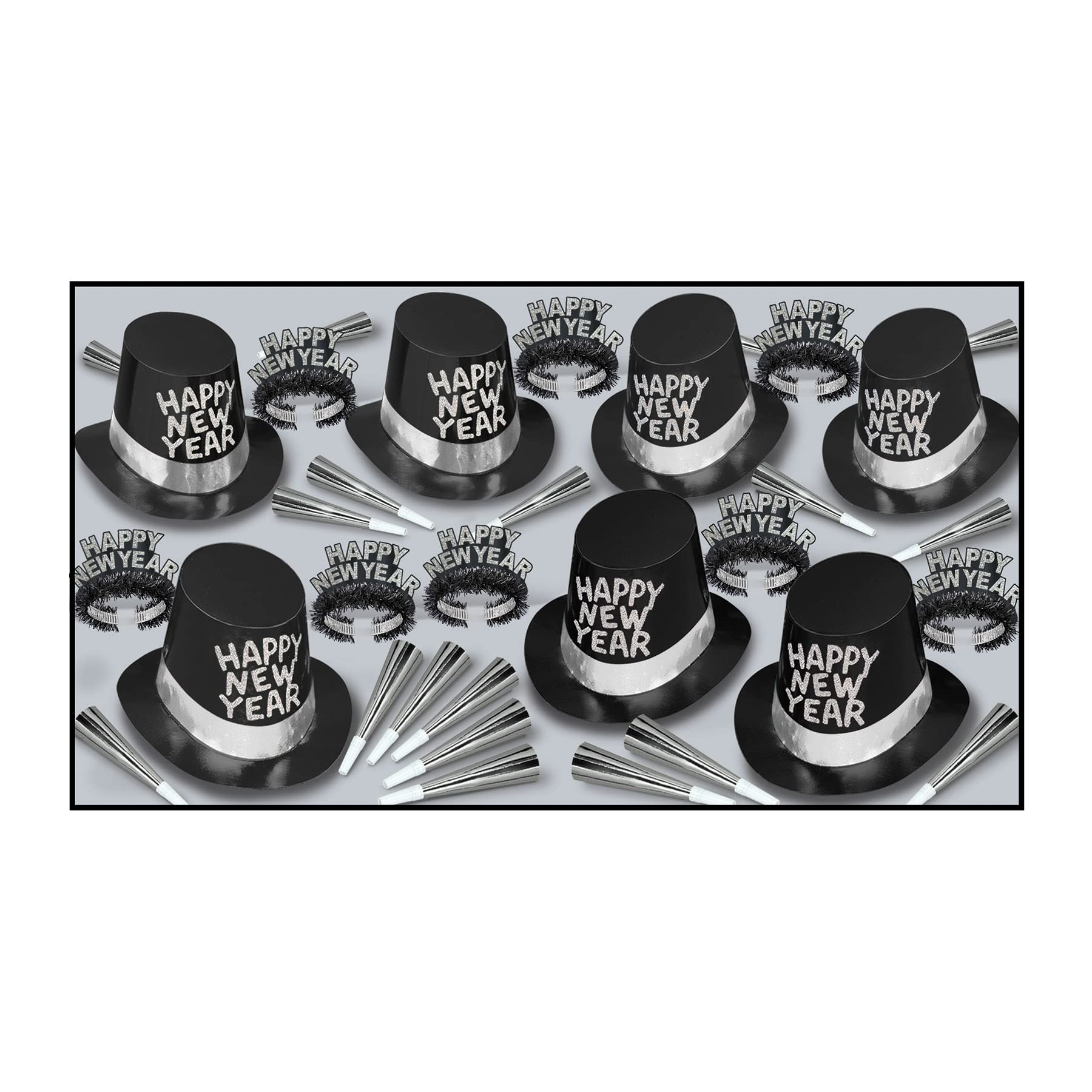 Beistle Tie Assortment For 50 People New Year?? Eve Party Supplies Photo Booth Props - Hats, Tiaras, Noisemakers, One Size, Blac