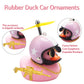 Wonuu Rubber Duck Car Ornaments Set - Pink Dashboard Decorations With Propeller Helmet, Sunglasses, and Gold Chain (W-Pink Hat W