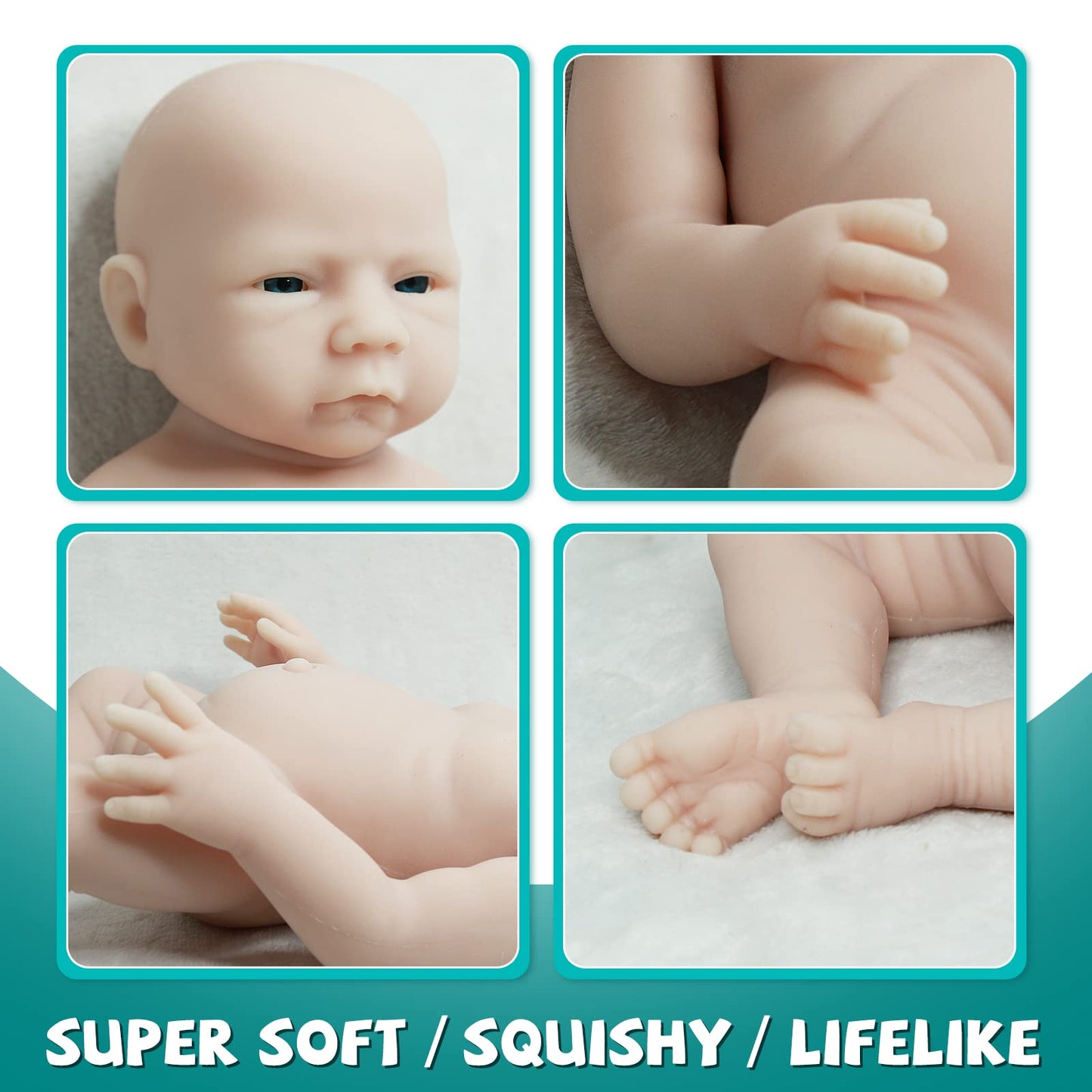 Aisite Silicone Baby Doll Girl Unpainted - 18 Inch Realistic Reborn Baby Dolls, Christmas Birthday Gifts, Suitable For 3+