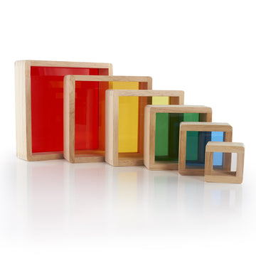 Guidecraft Stacking Rainbow Pyramid: Kids Colorful Learning And Educational Toy
