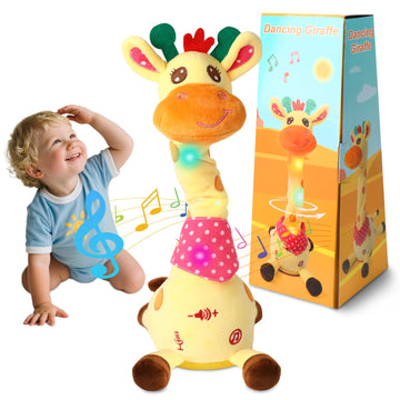 Dancing Giraffe Toy Stuffed Plush  Cute Interactive Talking Giraffe Gift for Girls Boys Kids  Musical Baby Toys Singing 10 Children 's Song Repeats What You Say (Dancing Giraffe)
