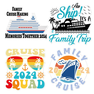 Dazoratix Family Cruise Stateroom Magnets - 4 Pcs Vintage Family Trip 2024 Cruise Ship Door Magnet Decorations Funny Palm Trees 