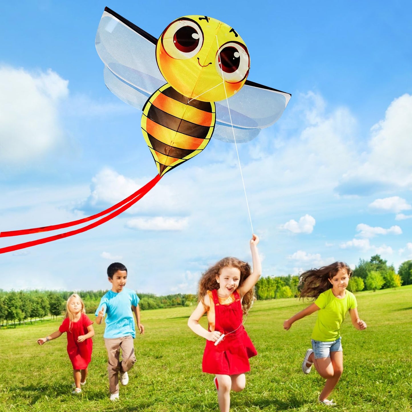 HENGDA KITE Bee Kite for Kids and Adults Cute Design High Definition Printing Easy to Carry and Assemble Kite for Beginners Suit