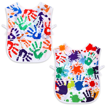 Satinior 2 Pieces Kids Art Smock, Children Waterproof Painting Artist Aprons Sleeveless Toddler Art Smocks With 3 Pockets For Age 3-10 Years