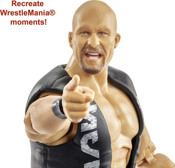 Mattel Wwe “Stone Cold” Steve Austin Wrestlemania Action Figure With Entrance Gear & Vince Mcmahon Build-A-Figure Pieces, 6-In Posable Collectible Gift For Wwe Fans Ages 8 Years Old & Up