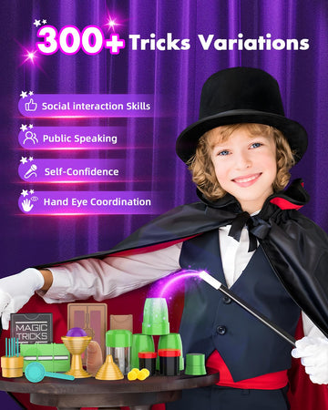 Aeroquest Magic Kit For Kids, 300+ Magic Tricks Perfect Toy For Boys And Girls, Magic Wand Magician Set With Instruction Manual