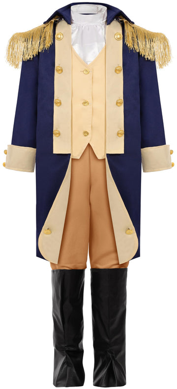 Gortykor Kids George Washington Costume Founding Father Costume For Boys American Colonial Uniform (8-10 Years)