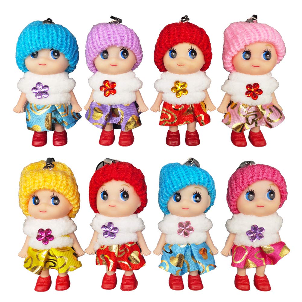Doyifun 8 Pcs Lovely Tiny Dolls Keychain, Silicone Princess Mini Doll For Girls, Diy Miniature Dollhouse Kit Decoration Little D