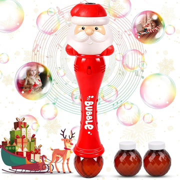 Christmas Bubble Wands Toys For Kids, Musical & Light Up Automatic Bubble Machine Outdoor Maker Blower Christmas Stocking Stuffe