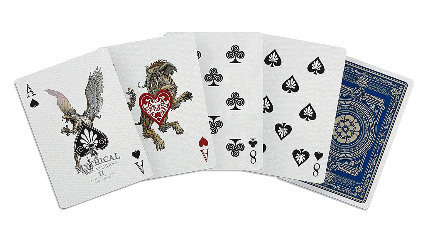 GENT SUPPLY CO. Bicycle Mythical Creatures Playing Cards II - Premium Cardstock Poker Deck, Standard Size, Black/Silver/Gold