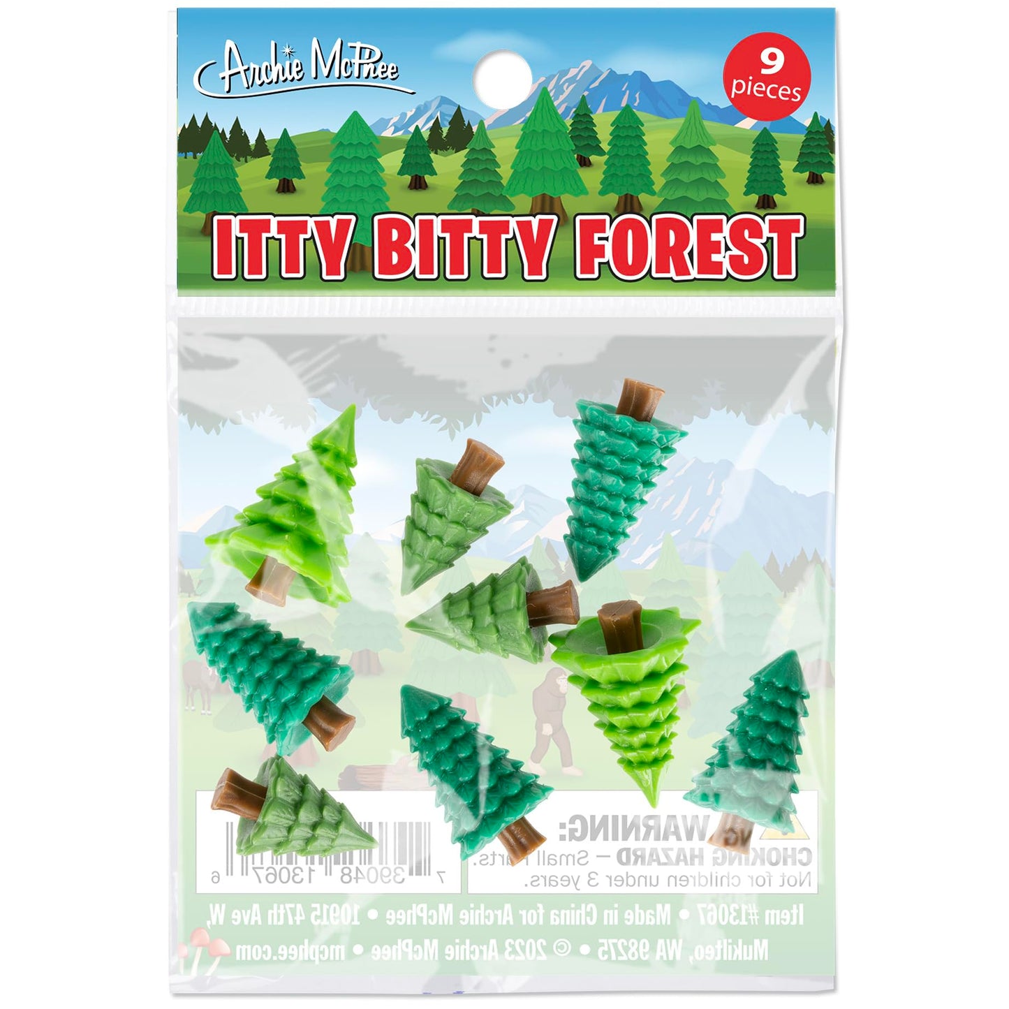 Accoutrements Itty Bitty Forest Trees 9 Piece Set - Miniature Trees for Creating Enchanting Landscapes - Soft Vinyl, Self-Standi