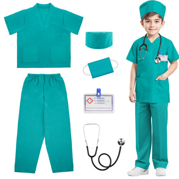 Doctor Costume For Kids,Toddler Nurse Scrubs With Accessories Halloween Cosplay Dress Up Doctor Pretend Playset For Boys Girls 3