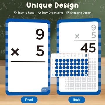 Joycat Multiplication Flash Cards + Pop Fidget Chart- 156 Hole Punched Math Game Flashcards For Kids Ages 8 And Up, Times Table Manipulatives For Preschoolers 3Rd,4Th,5Th,6Th Grade