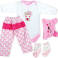 Reborn Baby Doll Clothes For 17-22 Inch Newborn Baby Doll Girl.?Cute Bear Pattern 4Pcs Set ?