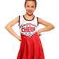 Jenpen Cheerleader Costume Cheerleading Outfit Dress Cheer Uniform With Bow Halloween Dress Up Gifts(3-5 Years,Red)