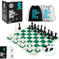 Chess Geeks Best Chess Set - Triple Weighted Tournament Size (4" King), Roll Up Silicone Mat, Large Staunton Pieces, Model BKG-002