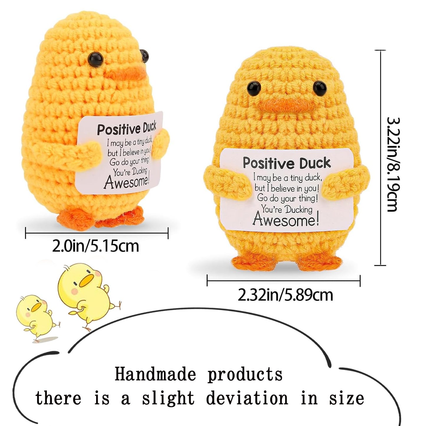 Rivanoer Easter Basket Stuffers For Teens Adult,Inspirational Crochet Positive Duck,Birthday Gifts For Women Cute Handmade Potato Knitted Duck Toy With Positive Card Cheering I Love You