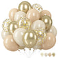 Sand White And Gold Confetti Balloons, 12 Inch Metallic Gold Beige Latex Balloons Apricot Gold Party Deocration Balloons For Boh
