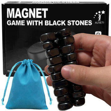 Magnet Game with String Travel Size - Magnetic Chess Set with Stones for Family Night - Fun Portable Two Player Magnet Rocks for