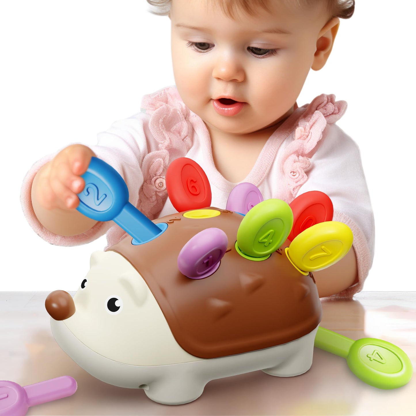 Iplay, Ilearn Fine Motor Toys For Toddlers 1-3, Baby Hedgehog Montessorri Learning Set, Educational Counting Sorter Toy, Development Infant Gifts 9 12 18 Month 1 2 3 Year Old Boys Girls Kids Babies