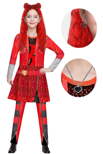 Gftybcst Princess Red Costume For Girls - Rise Red Jumpsuit Kids Dress Up Outfits For Halloween & Birthday Parties - Cosplay 5-1