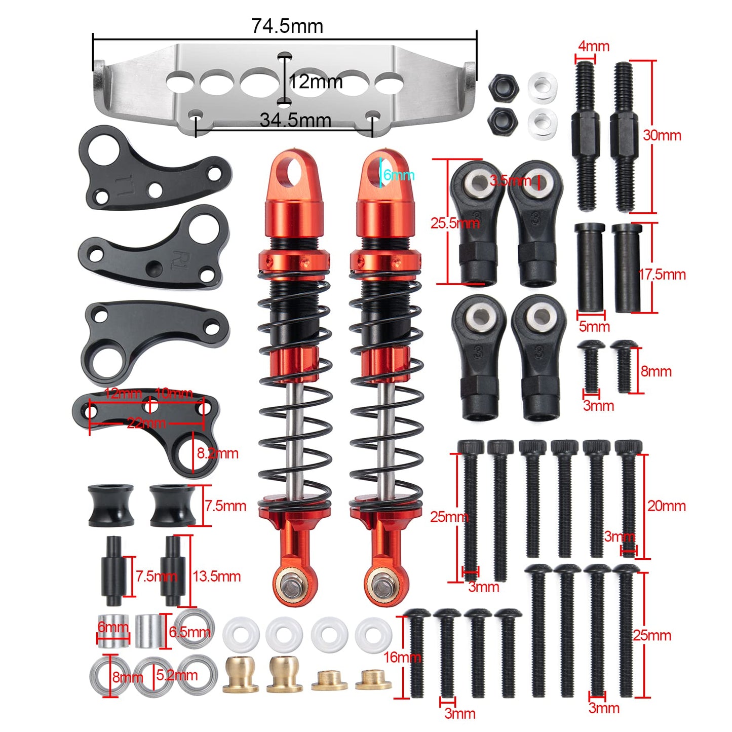 MORLORDY RC Cantilever Kits Shock Absorber 80mm for 1/10 Scale RC Crawler Car TRX4 Upgrades