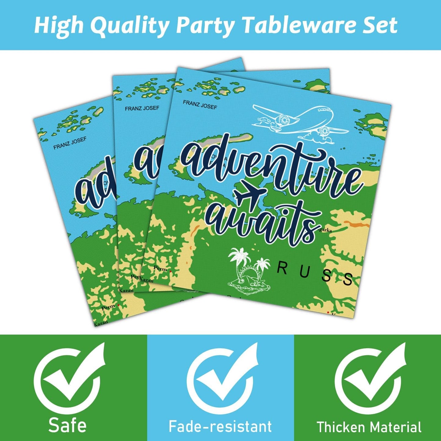 Wiooffen 96 Pcs Adventure Awaits Party Supplies Travel Map Party Plates Napkins Forks For Birthday Retirement Going Away Bon Voy