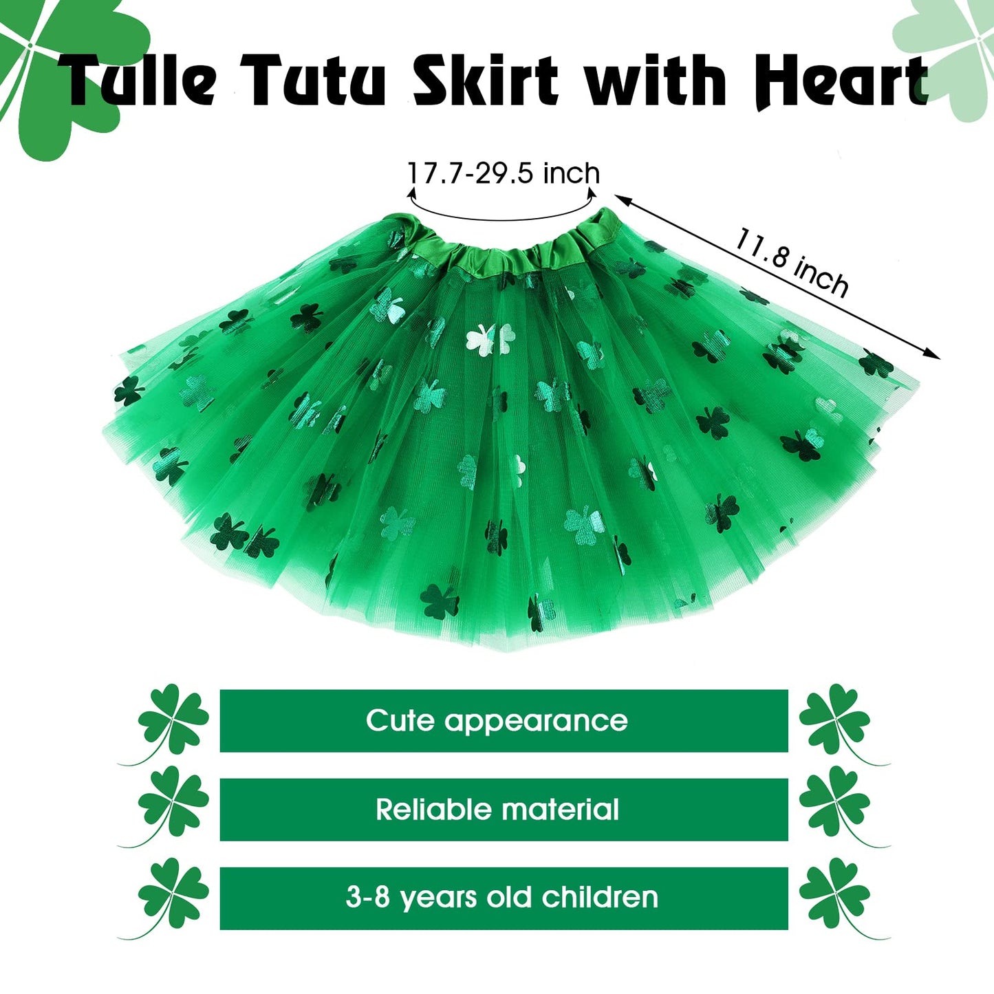 Mumufy 3 Pieces St. Patrick'S Day Tutu Skirt For Women Teen Girls Lightweight Green Tutu St Patricks Day Costumes For Party (3-8