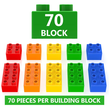 Wyswyg Large Classic Building Blocks Set, 70 Pieces Blocks In 5 Colours, Compatible With Duplo And Top Brands Building Block - I