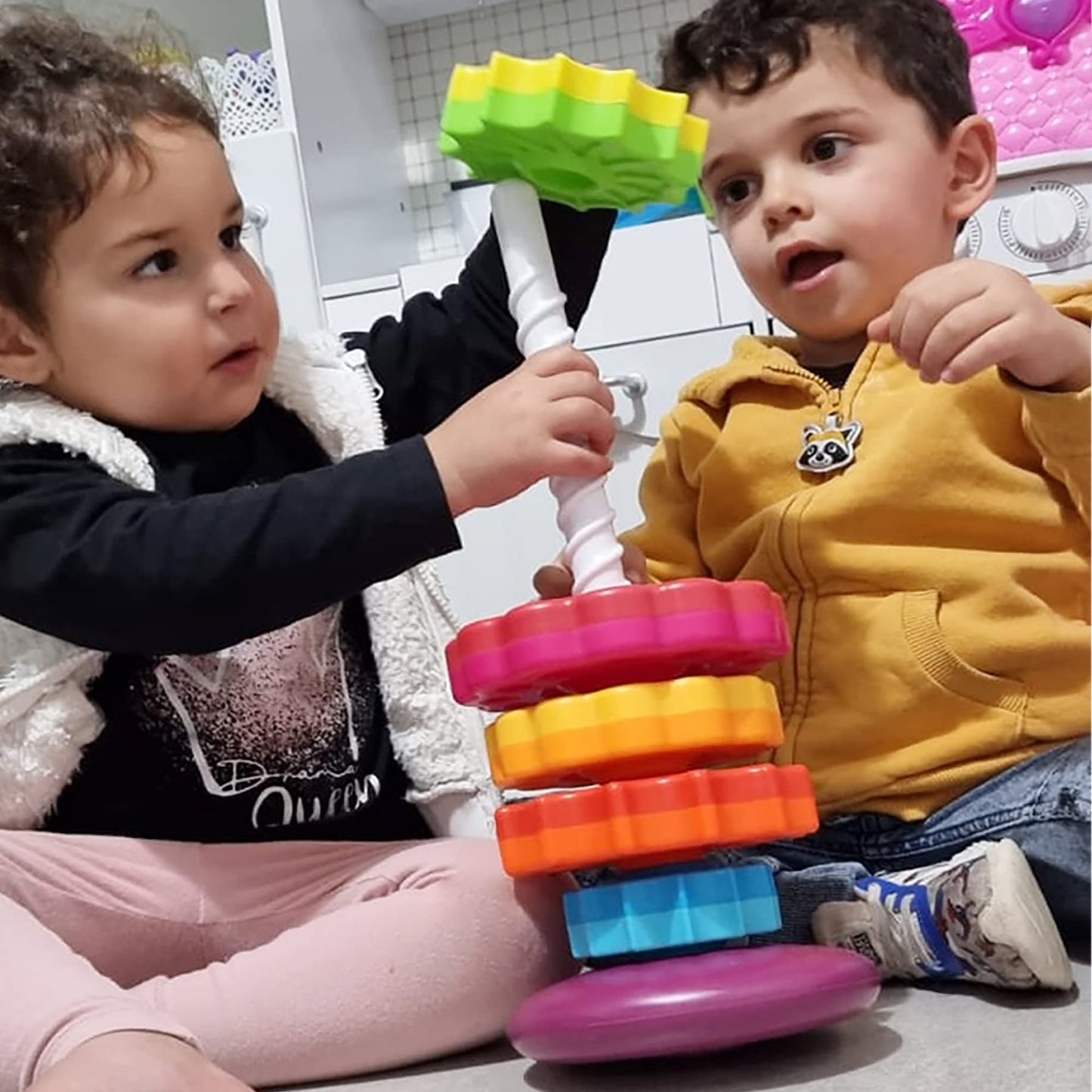 ODELA Spinning Toy - enhanced Stacking Toy for Kids - Strong ABS Plastic - Rainbow Spinning Wheel Toy - Fun and Engaging Brain Development Toys for Kids