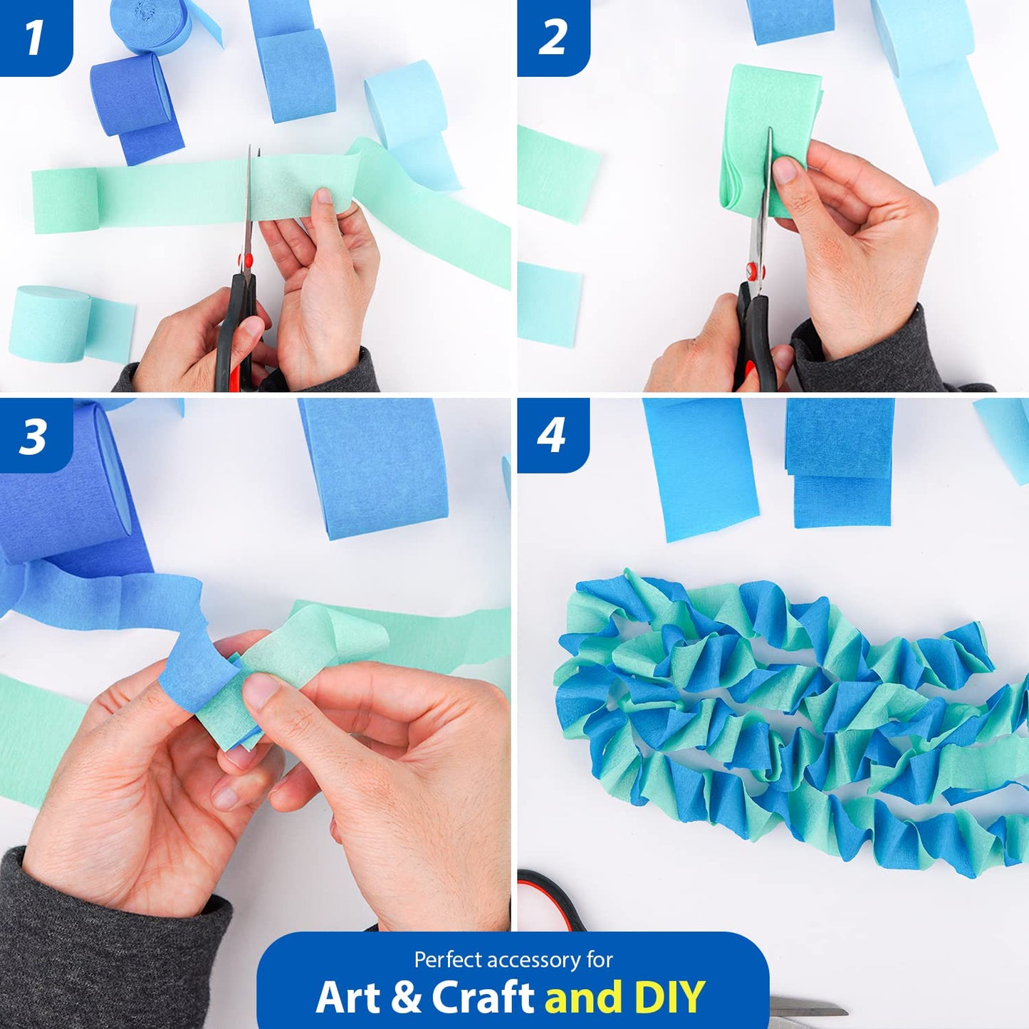 Captain Decor Blue Streamers - 6 Pack of 492ft Crepe Paper Rolls for Party Decorations (1.8 inch x 82 ft/Roll)