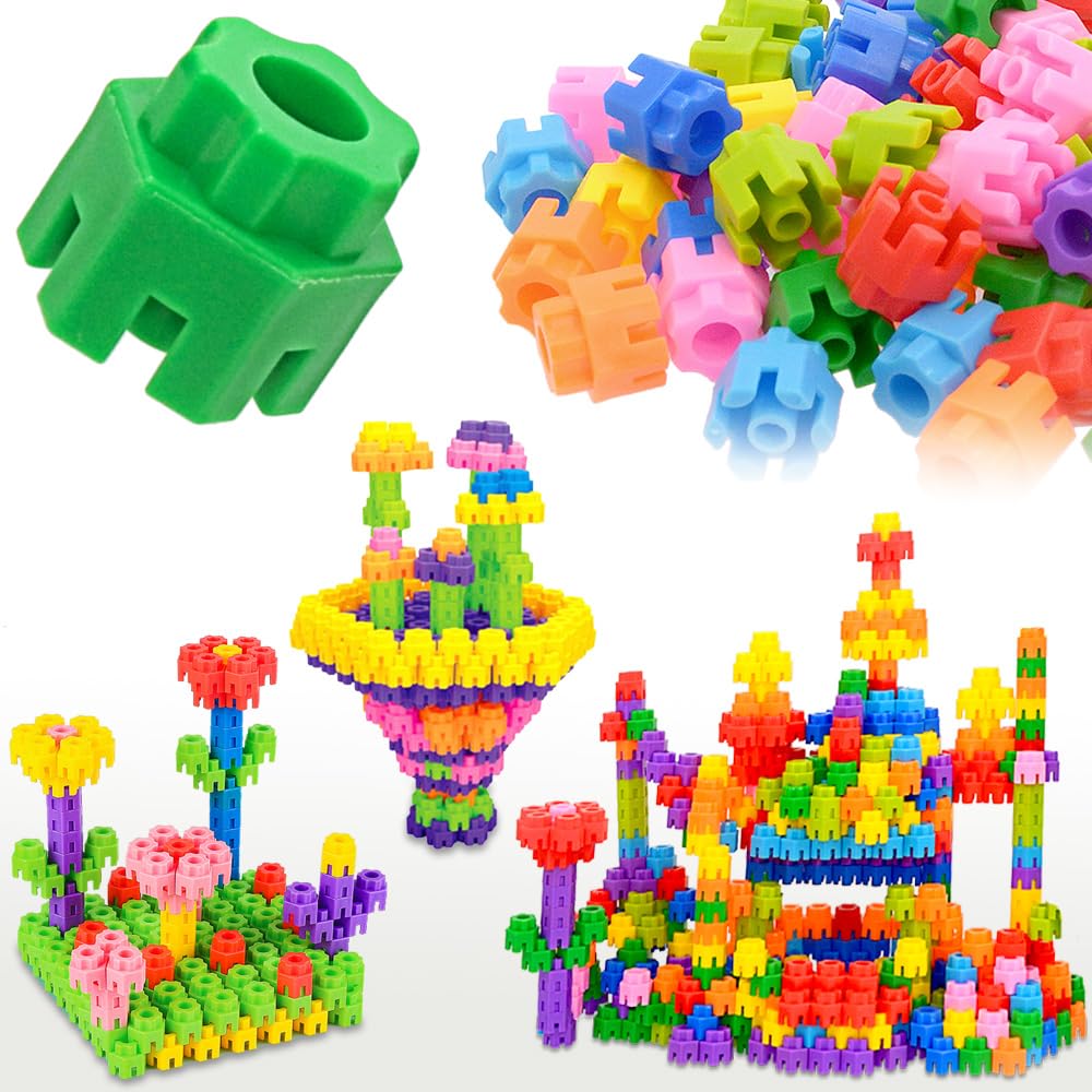 Kashiaote Kids Toys Interlocking Learning Set, Stem Construction Set - Ages 3+ Stem Toys 300 Pcs - 9 Colors