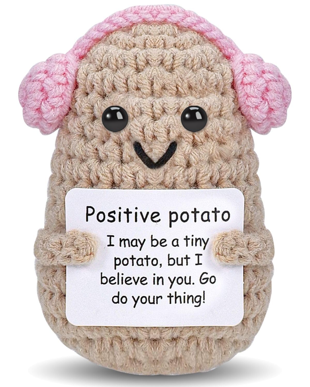 Jelutar Mini Funny Positive Potato, 3 Inch Knitted Doll With Positive Card For Cheer Up Gifts And Party Decorations, Cute Positi